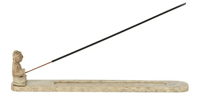 Carved soapstone incense holder with decorative carving for spiritual incense burning from The Witches Hollow UK
