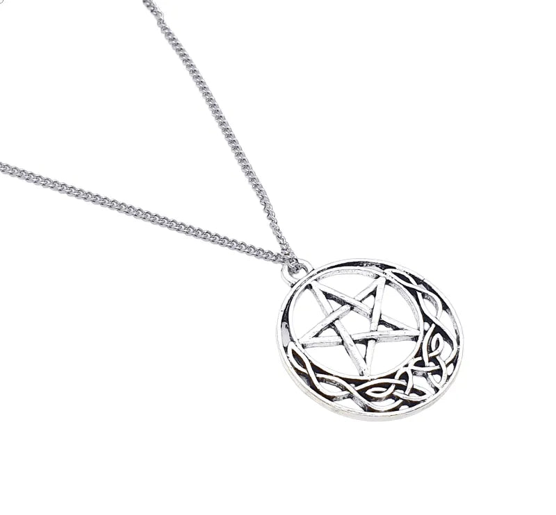Celtic elvish pentacle necklace with ornate pentagram design for Celtic magic and spiritual protection from The Witches Hollow UK