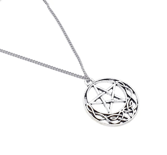 Celtic elvish pentacle necklace with ornate pentagram design for Celtic magic and spiritual protection from The Witches Hollow UK