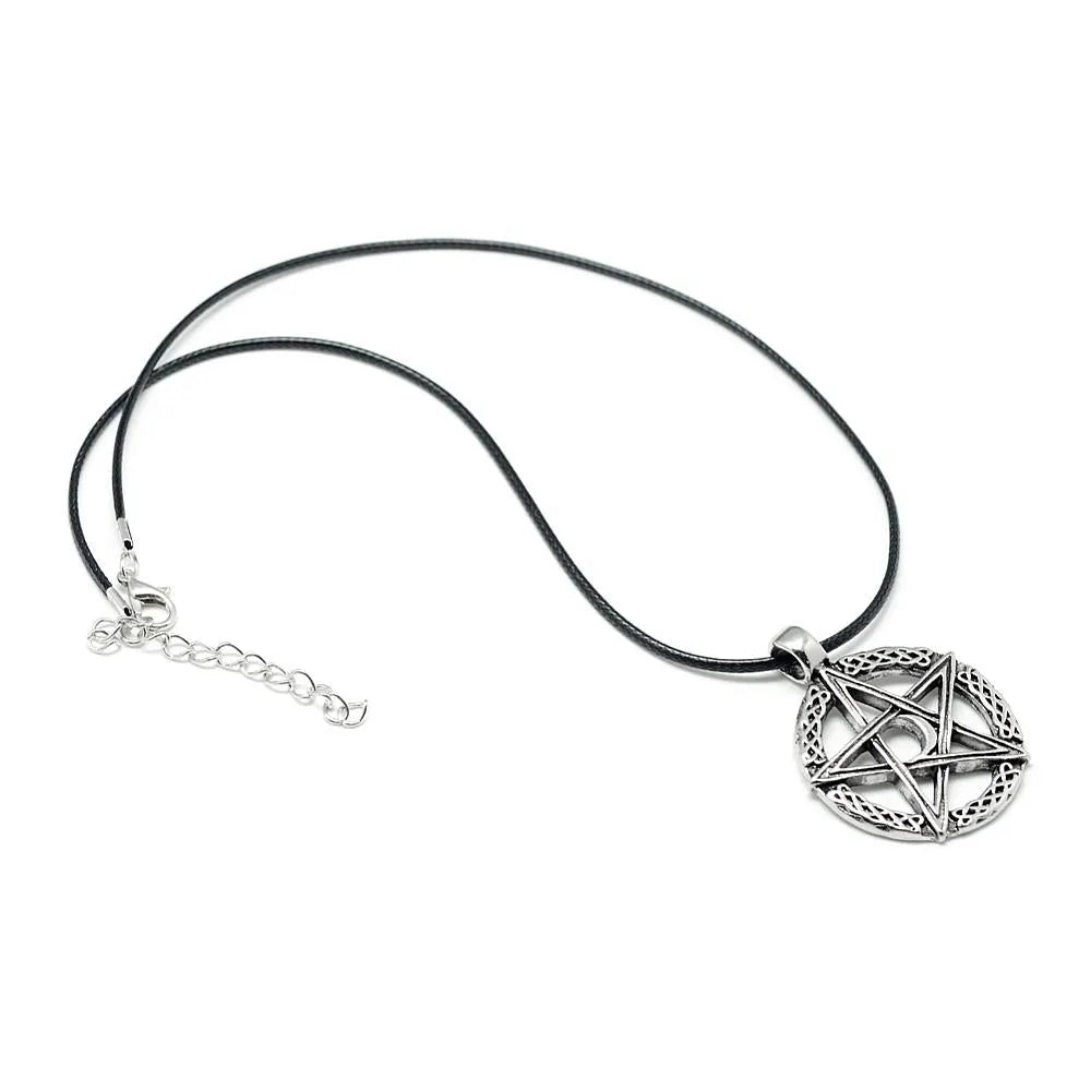 Celtic pentacle necklace main view featuring silver pentagram for Wiccan spirituality and protection from The Witches Hollow UK