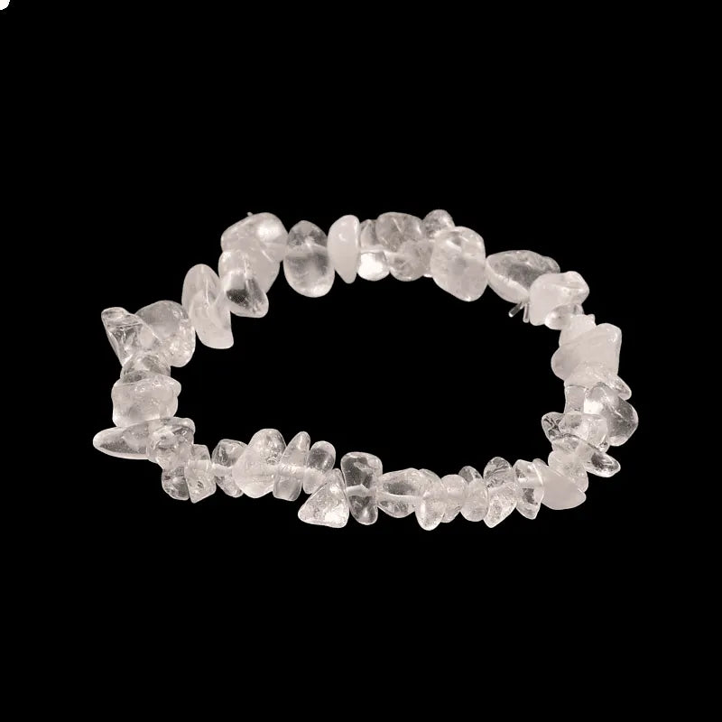 Clear quartz chip bracelet detail showing clear crystal chips for energy amplification and clarity from The Witches Hollow UK