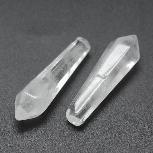 Clear quartz crystal point with clear crystal for chakra healing and energy work from The Witches Hollow UK