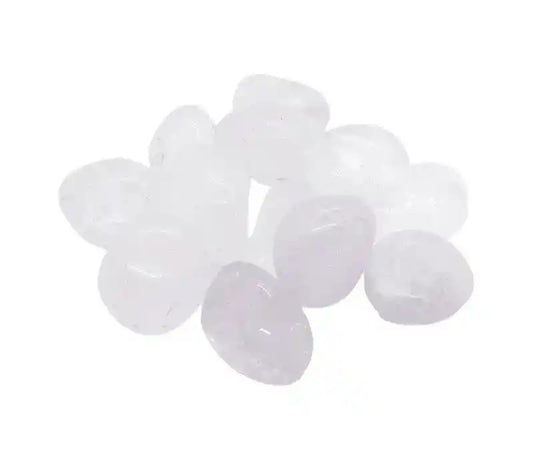 Clear quartz tumble stone with clear crystal for amplification and spiritual clarity from The Witches Hollow UK