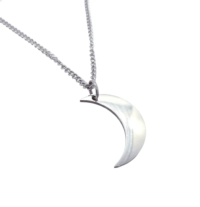 Crescent moon necklace with lunar pendant for moon goddess worship and feminine energy from The Witches Hollow UK