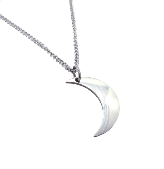 Crescent moon necklace with lunar pendant for moon goddess worship and feminine energy from The Witches Hollow UK