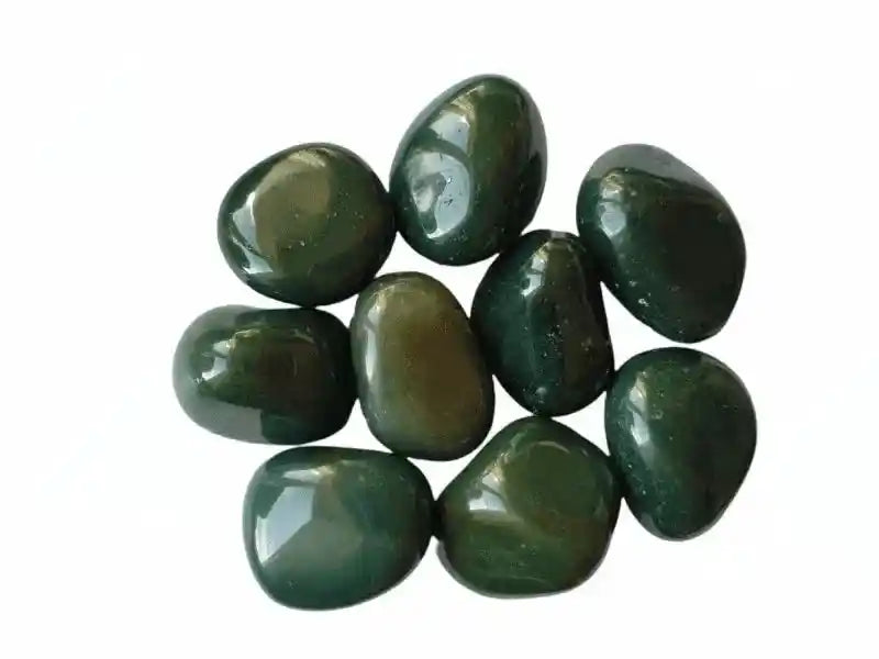 Dark green aventurine tumble stone with deep green crystal for heart chakra and prosperity from The Witches Hollow UK