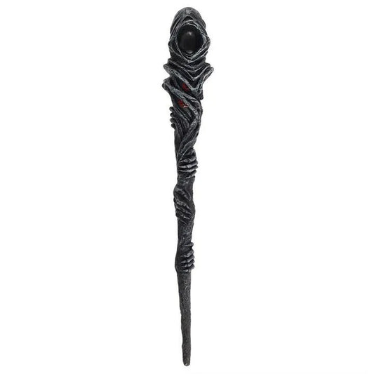 Dark grim reaper wand with gothic design for dark magic and shadow work from The Witches Hollow UK