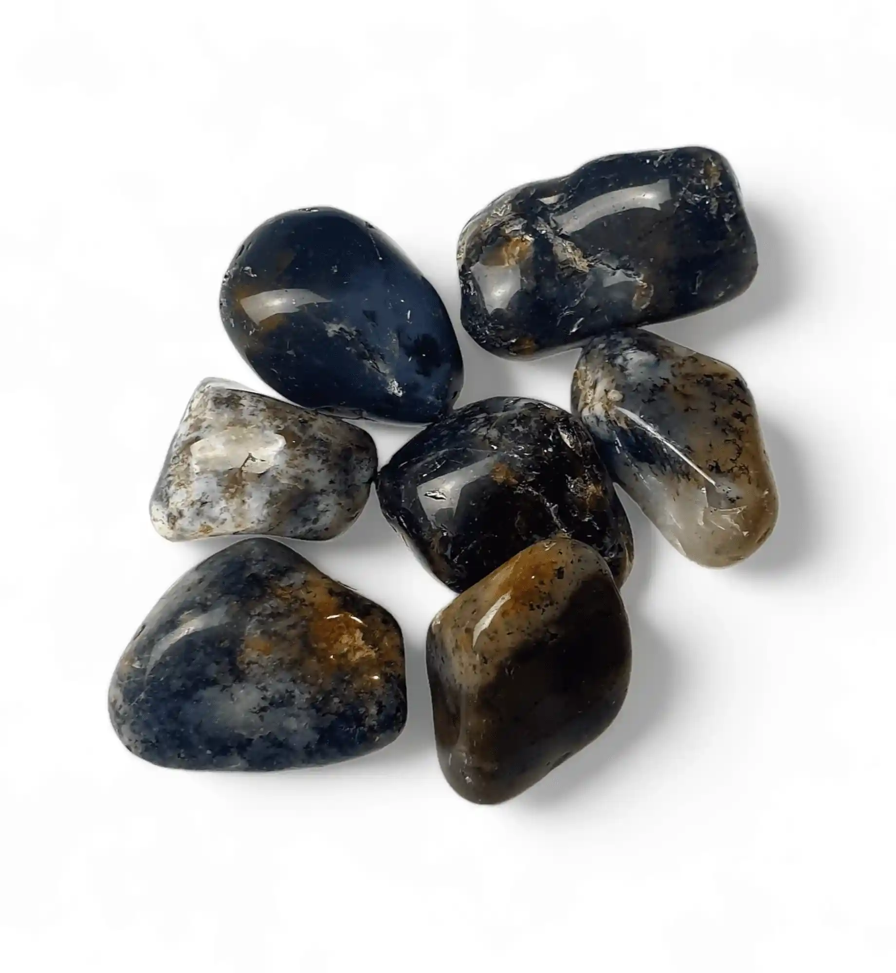 Dendrite dark tumble stone with black tree-like patterns for grounding and nature connection from The Witches Hollow UK