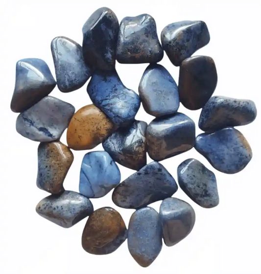 Dumortierite tumble stone with blue crystal for mental discipline and enhanced learning from The Witches Hollow UK