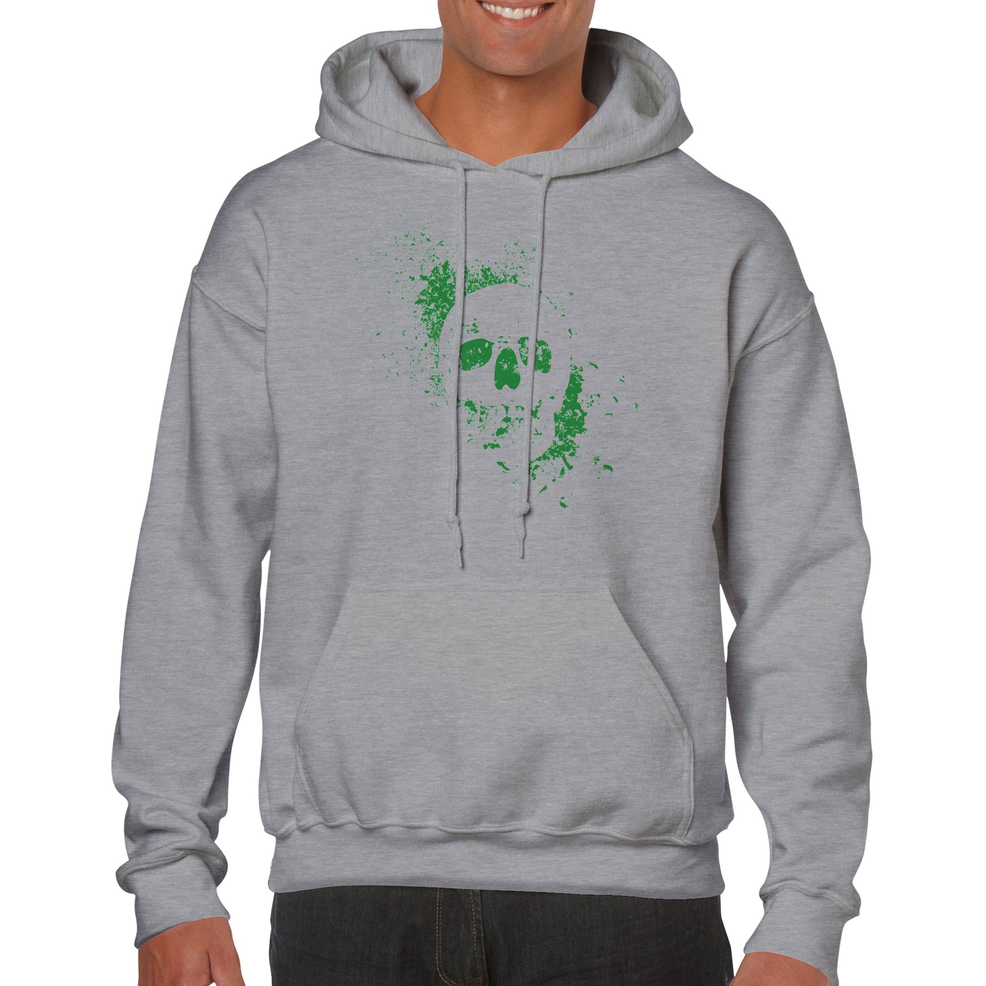 Spray Painted Skull Hoodie - Toxic Green - The Witches Hollow