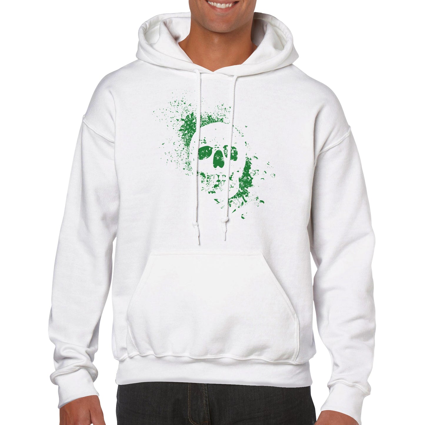 Spray Painted Skull Hoodie - Toxic Green - The Witches Hollow