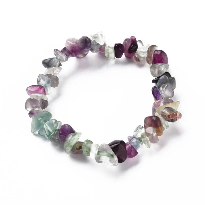 Fluorite crystal bracelet detail with rainbow stones for mental clarity and enhanced focus from The Witches Hollow UK