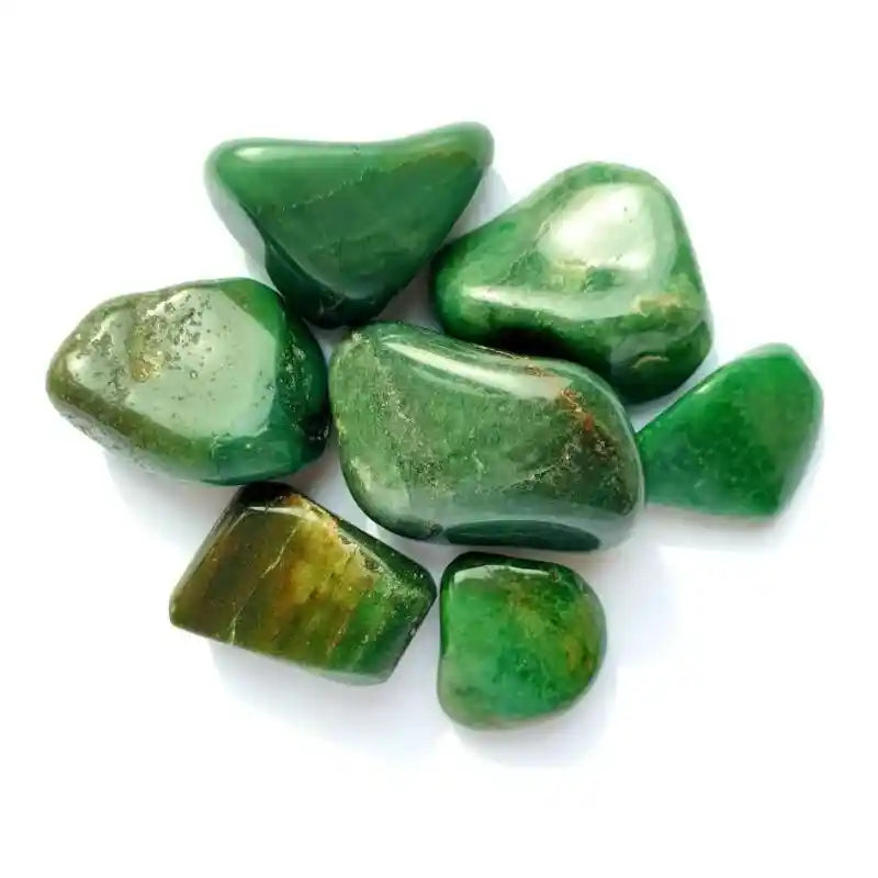 Green agate tumble stone with green crystal for heart chakra healing and emotional balance from The Witches Hollow UK