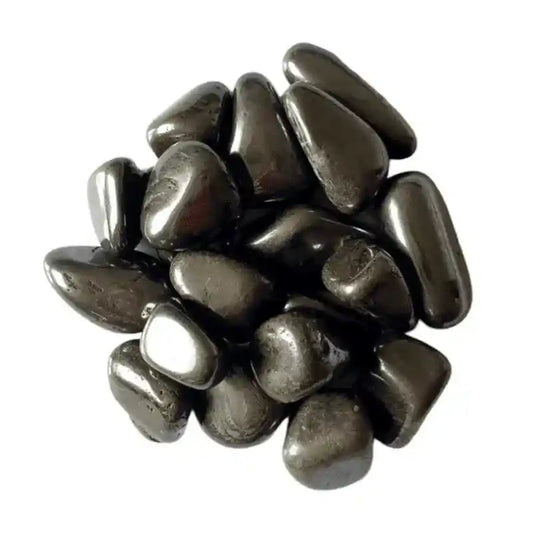 Hematite tumble stone with metallic black crystal for grounding and protection energy from The Witches Hollow UK