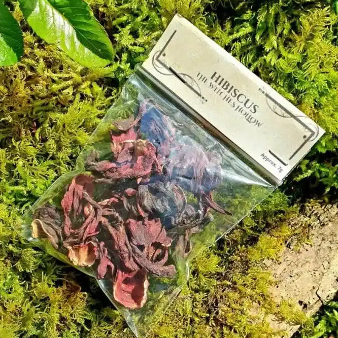 Hibiscus flowers dried herbs with red flowers for love and passion magic from The Witches Hollow UK
