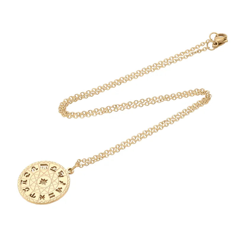 Horoscope astrological chart pendant with zodiac wheel for astrology and celestial wisdom from The Witches Hollow UK