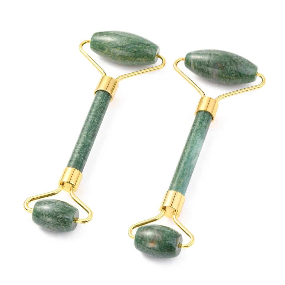 Jade crystal facial roller featuring green stone tool for beauty and wellness from The Witches Hollow UK