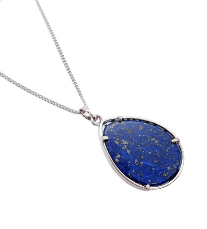 Lapis lazuli pendant back detail showing blue crystal reverse side for enhanced wisdom from The Witches Hollow UK