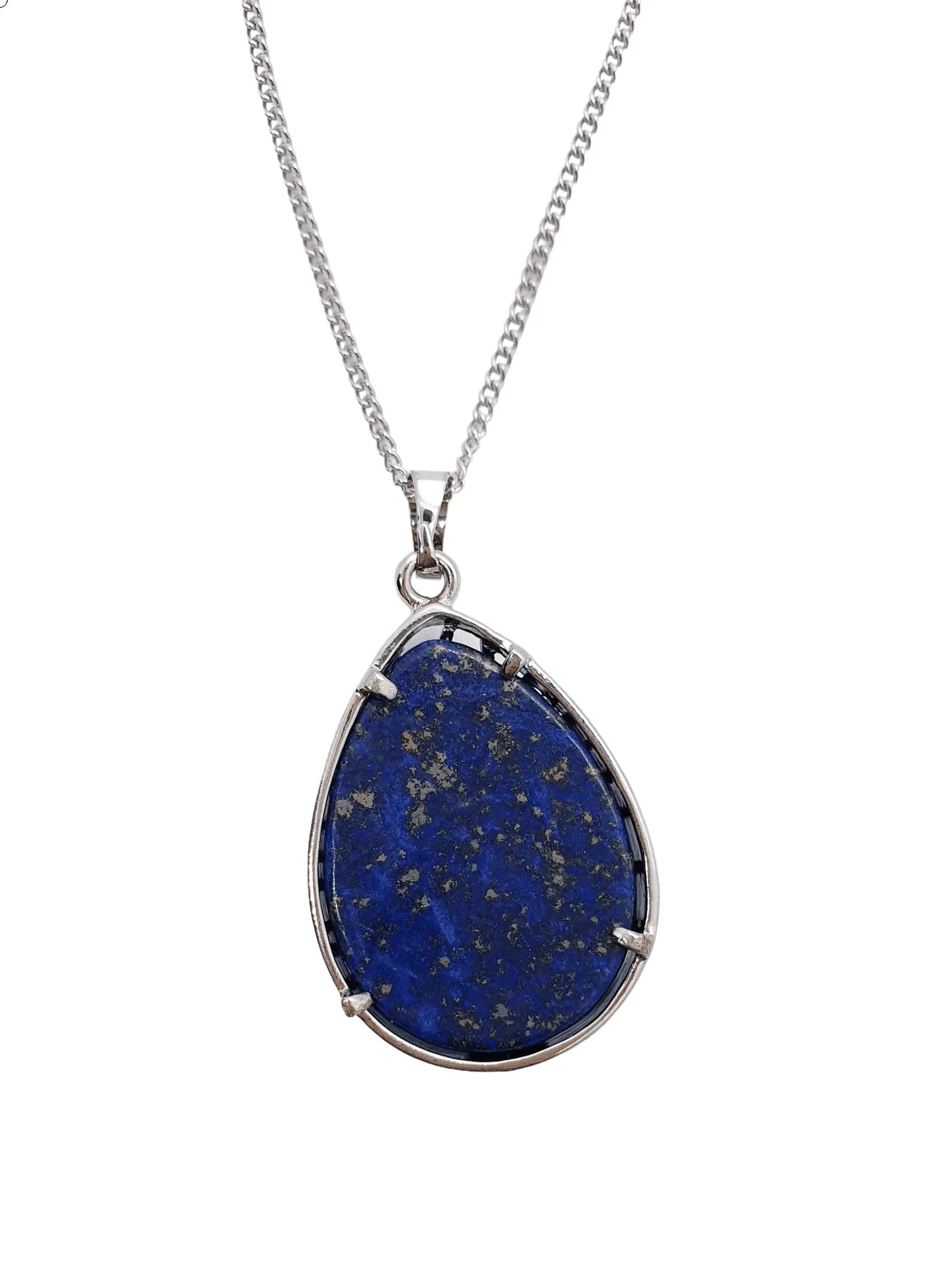 Lapis lazuli pendant back view displaying royal blue crystal for truth and inner wisdom from The Witches Hollow UK