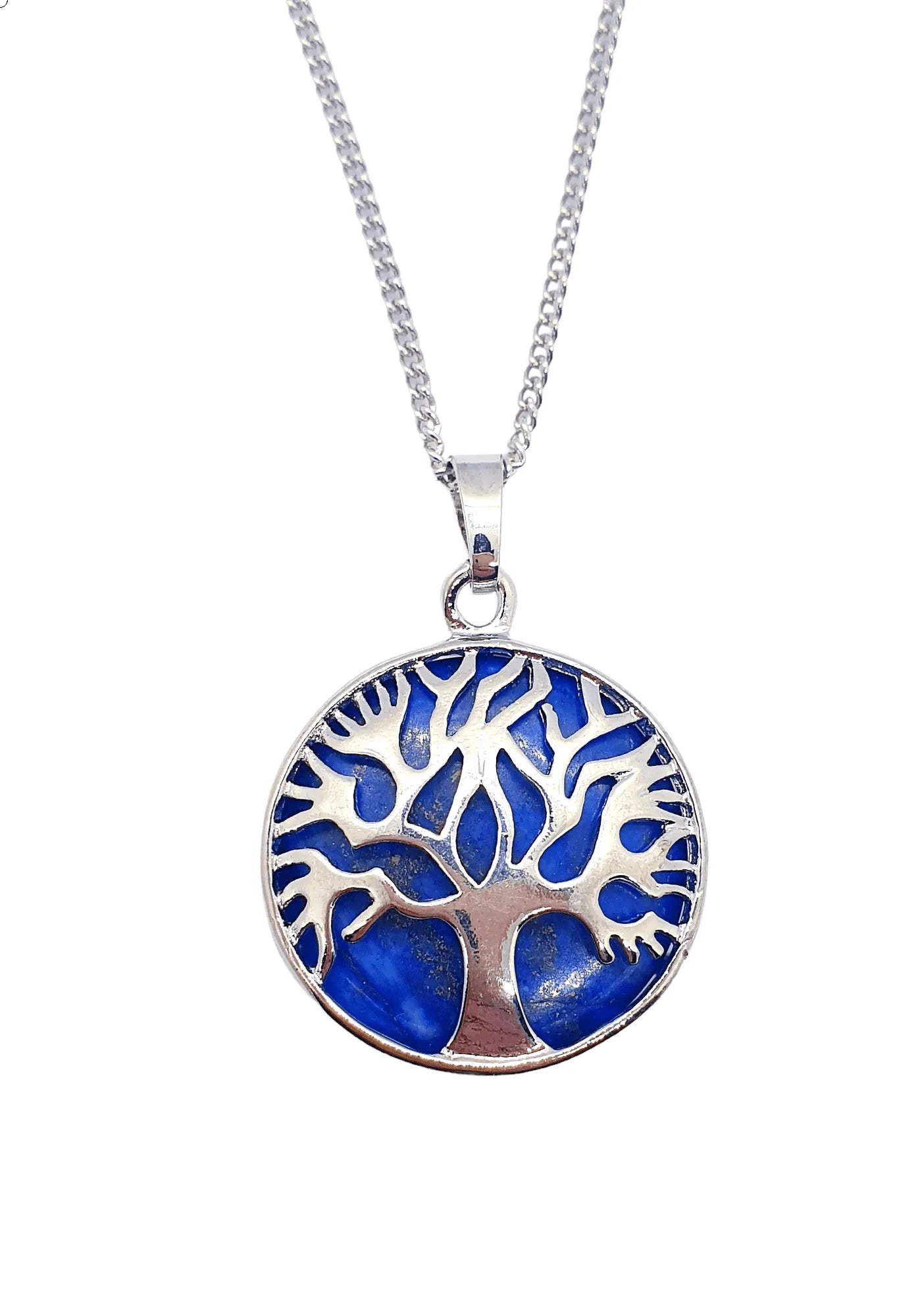 Lapis lazuli tree pendant with royal blue crystal tree for truth and inner wisdom from The Witches Hollow UK