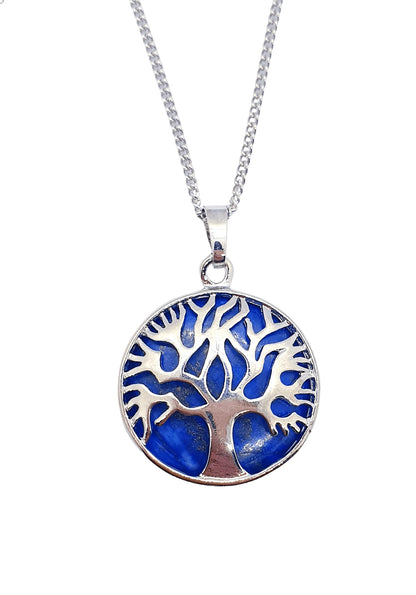Lapis lazuli tree pendant with royal blue crystal tree for truth and inner wisdom from The Witches Hollow UK
