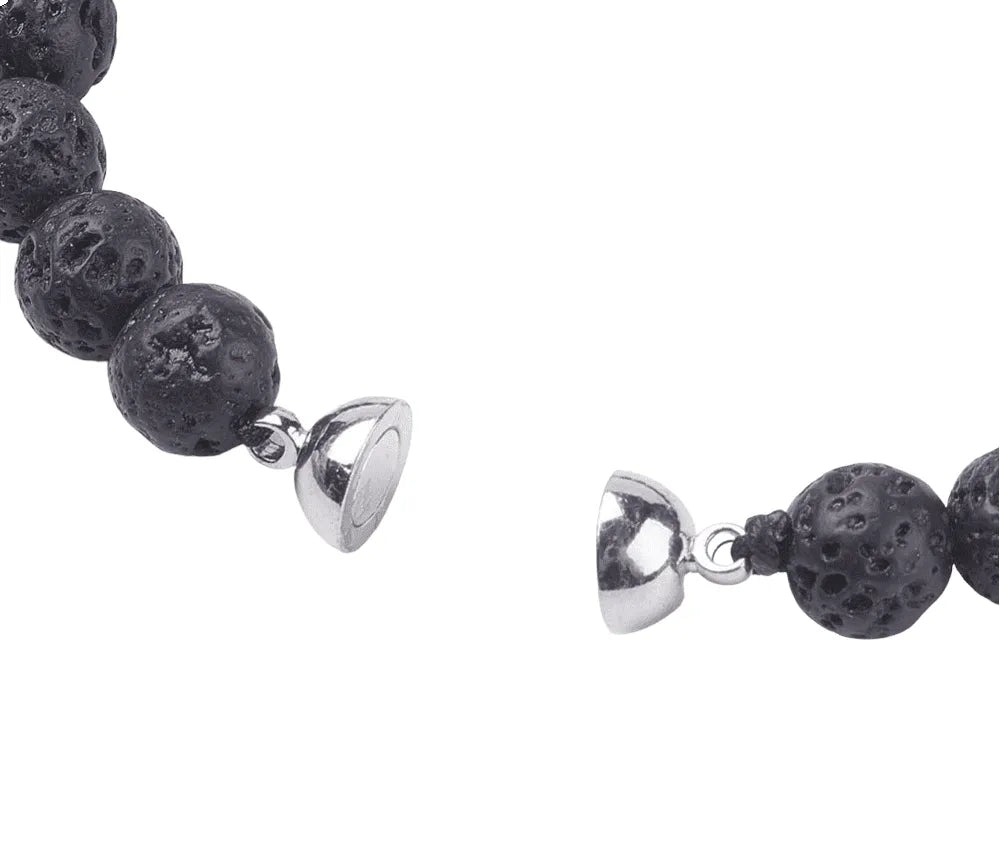 Lava stone bracelet clasp showing volcanic stone bracelet closure for secure fit and comfort from The Witches Hollow UK