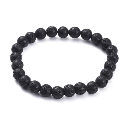 Lava stone crystal bracelet with volcanic beads for grounding and essential oil diffusion from The Witches Hollow UK