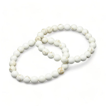 Magnesite crystal bracelet with white healing stones for relaxation and stress relief from The Witches Hollow UK