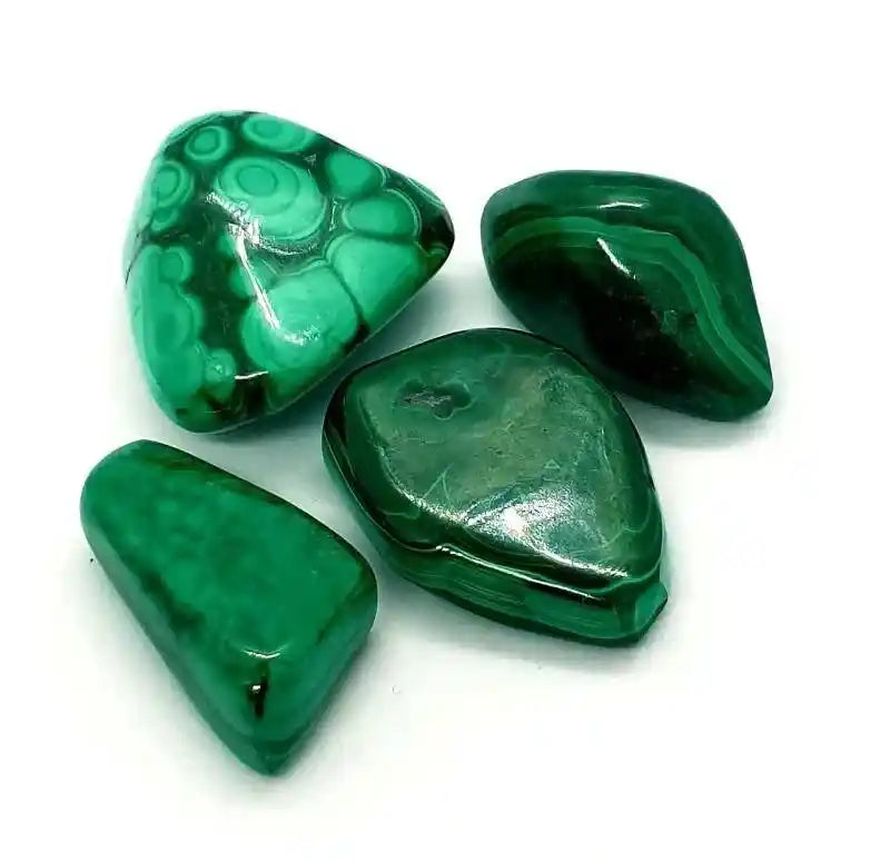 Malachite tumble stone with green copper crystal for transformation and emotional healing from The Witches Hollow UK