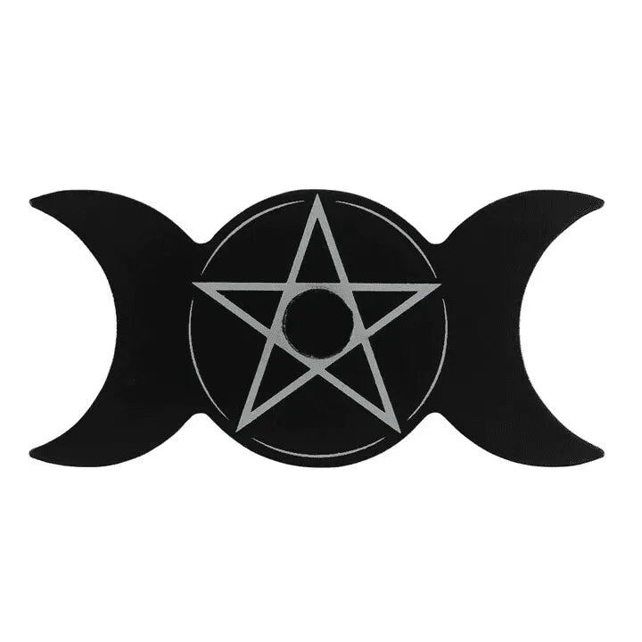 Moon goddess spell candle holder with triple moon design for lunar magic and goddess worship from The Witches Hollow UK