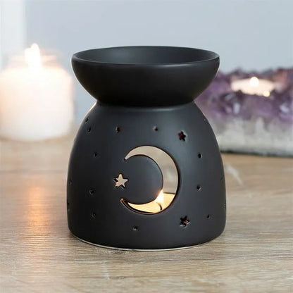 Moon stars oil burner featuring celestial design for essential oils and mystical atmosphere from The Witches Hollow UK