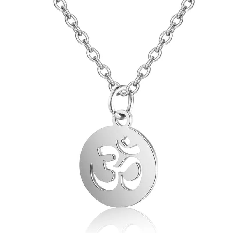 Om symbol pendant with sacred Sanskrit symbol for meditation and spiritual awakening from The Witches Hollow UK