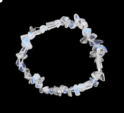 Opalite crystal bracelet detail showing iridescent stone beads for psychic abilities and spiritual communication from The Witches Hollow UK