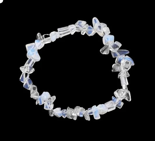 Opalite crystal bracelet detail showing iridescent stone beads for psychic abilities and spiritual communication from The Witches Hollow UK