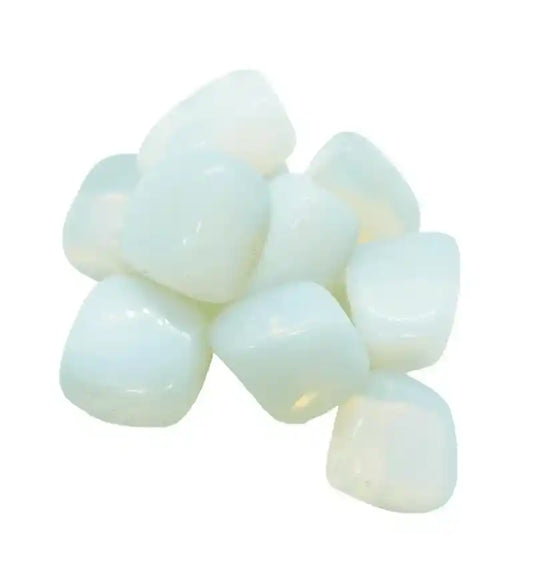 Opalite tumble stone with iridescent crystal for psychic abilities and spiritual communication from The Witches Hollow UK