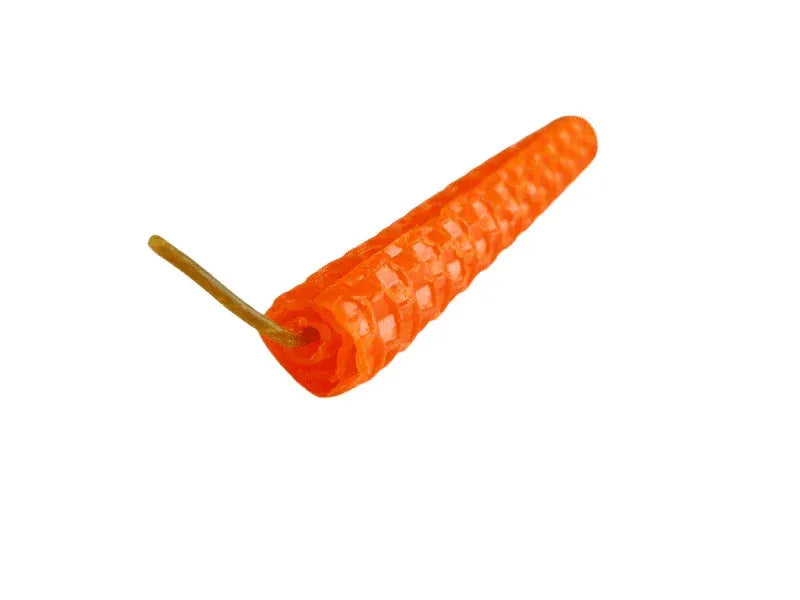 Orange beeswax spell candle detail showing natural orange wax for sacral chakra energy from The Witches Hollow UK