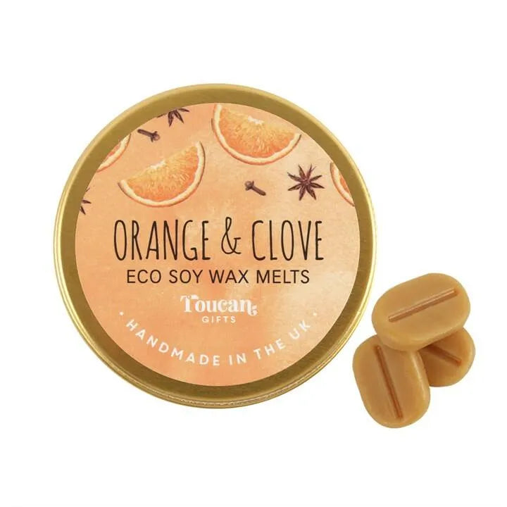 Orange clove eco soy waxmelt detail showing natural wax with citrus spice fragrance from The Witches Hollow UK