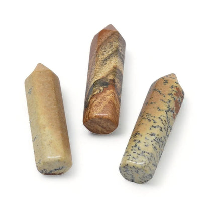 Picture jasper crystal point with landscape crystal for earth energy and stability from The Witches Hollow UK