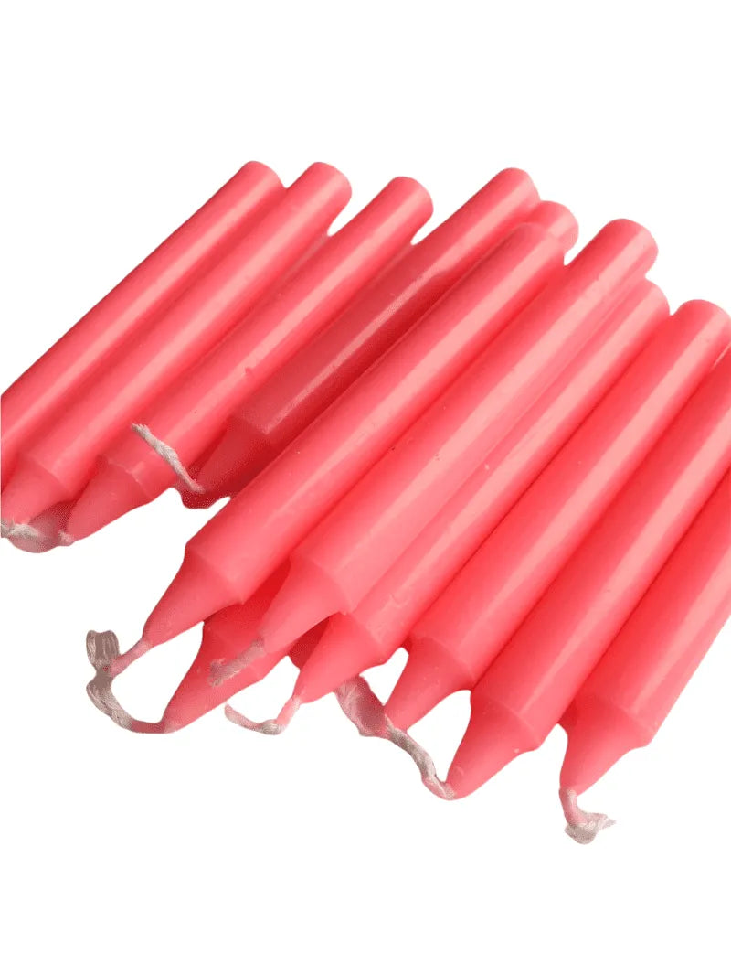 Pink spell candle with pink wax for love and emotional healing magic from The Witches Hollow UK