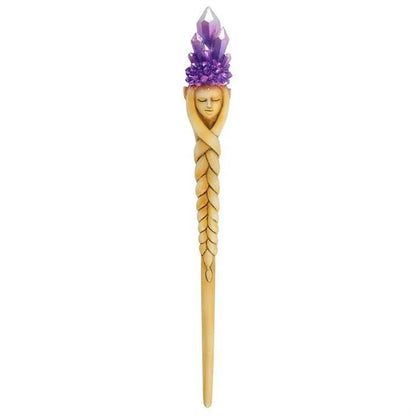 Purple crystal goddess wand resin with purple crystal for divine feminine magic and goddess worship from The Witches Hollow UK