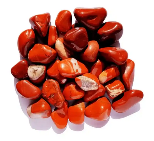 Red jasper tumble stone with red crystal for vitality and root chakra grounding from The Witches Hollow UK