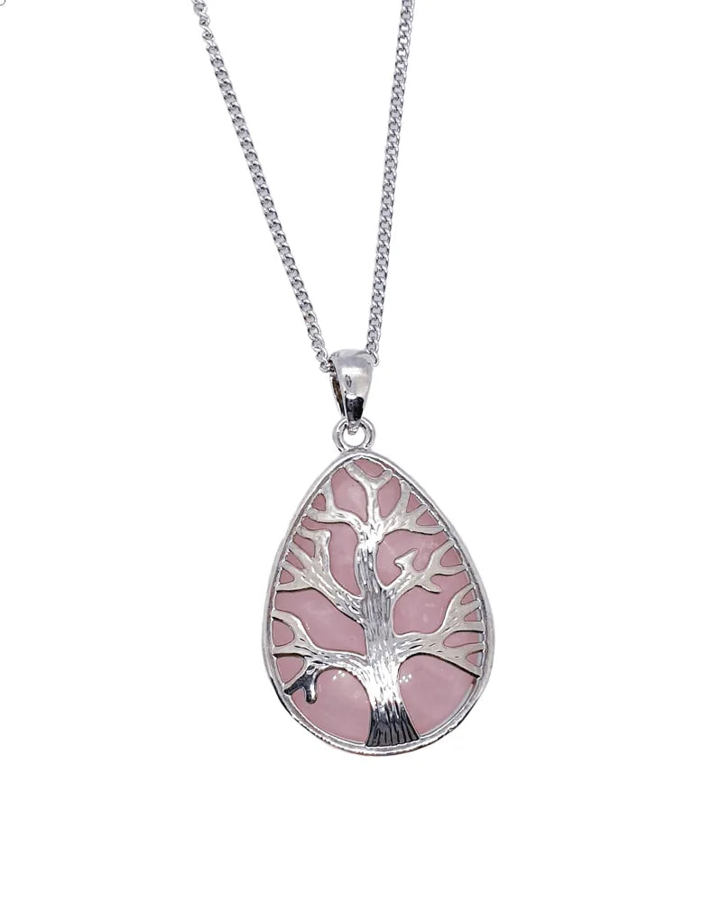Rose quartz pendant featuring pink healing stone for self-love and emotional healing energy from The Witches Hollow UK