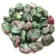 Ruby zoisite tumble stone with red green crystal for passion and heart healing from The Witches Hollow UK