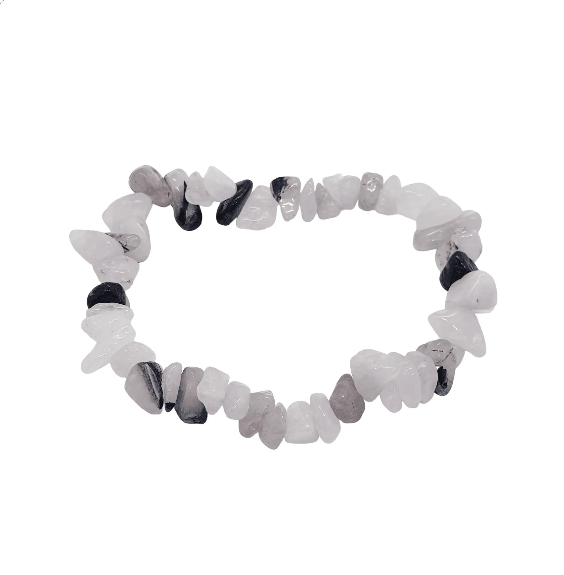 Rutilated quartz chip bracelet detail with clear and gold stones for spiritual growth from The Witches Hollow UK