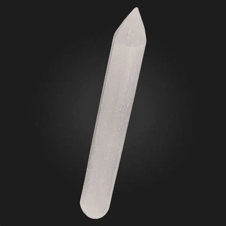 Selenite healing wand featuring white crystal for chakra cleansing and energy clearing from The Witches Hollow UK