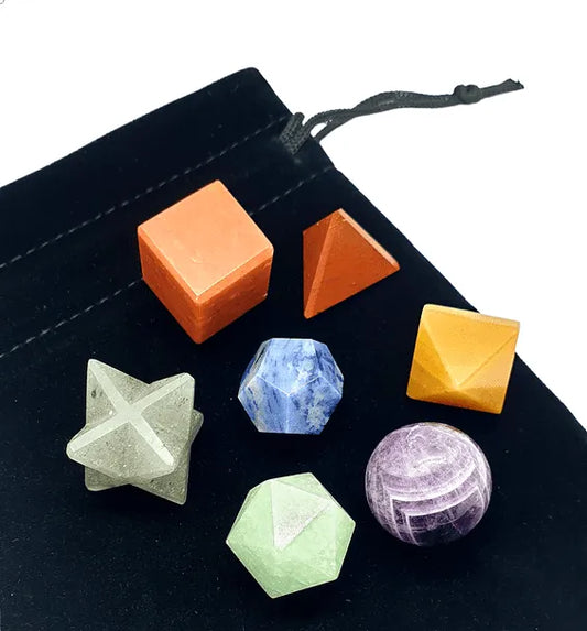 Seven chakra crystal rune geometry set with rainbow stones for complete energy divination and balance from The Witches Hollow UK