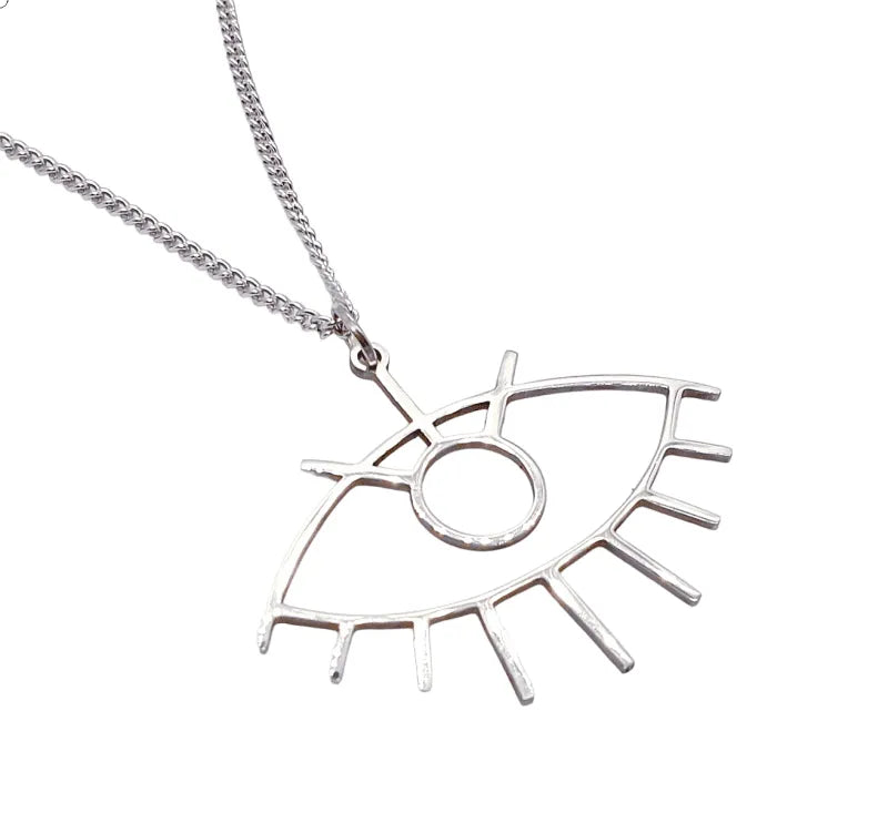 Silver eye necklace with protective eye pendant for spiritual sight and psychic protection from The Witches Hollow UK