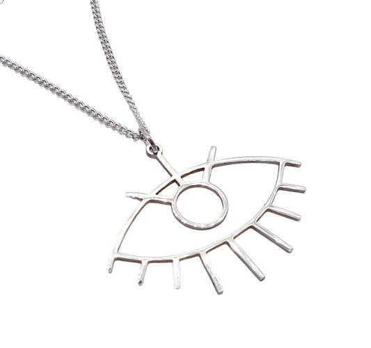 Silver eye necklace with protective eye pendant for spiritual sight and psychic protection from The Witches Hollow UK