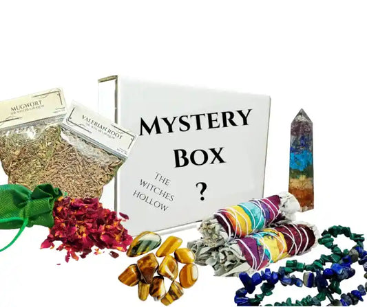 Small mystery box with surprise healing crystals and spiritual items for beginners from The Witches Hollow UK