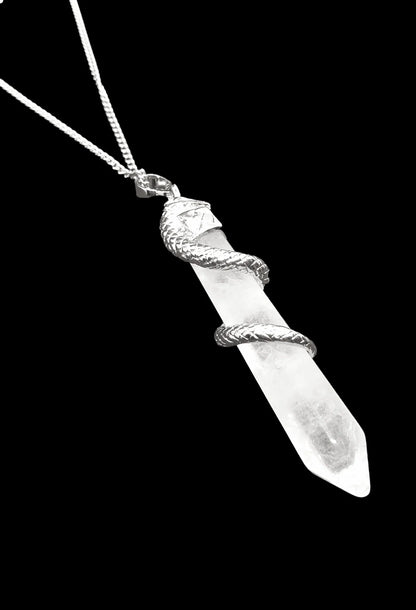 Snake quartz healing pendant with clear crystal point for transformation and renewal from The Witches Hollow UK